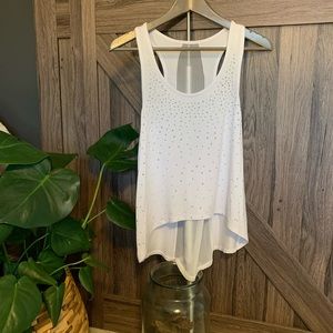 White Tank Top with Sheer Panels, Small